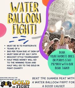 Flyer for Water Balloon Fight at Odie's Pub Sunday, July 31, 2022.